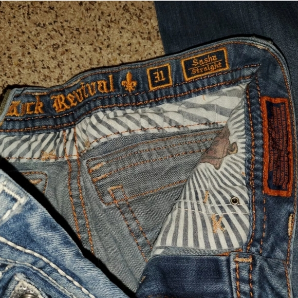 Rock Revival Buckle Sasha Women's Size 31 Bling Flap Pocket Straight Denim Jeans - Picture 6 of 6